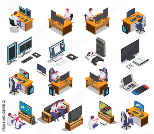 Gaming Development Isometric Set 