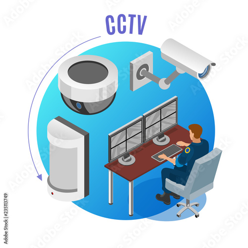 Security Systems Isometric Background