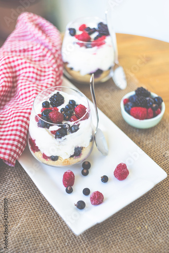 Yogurt dessert with berries