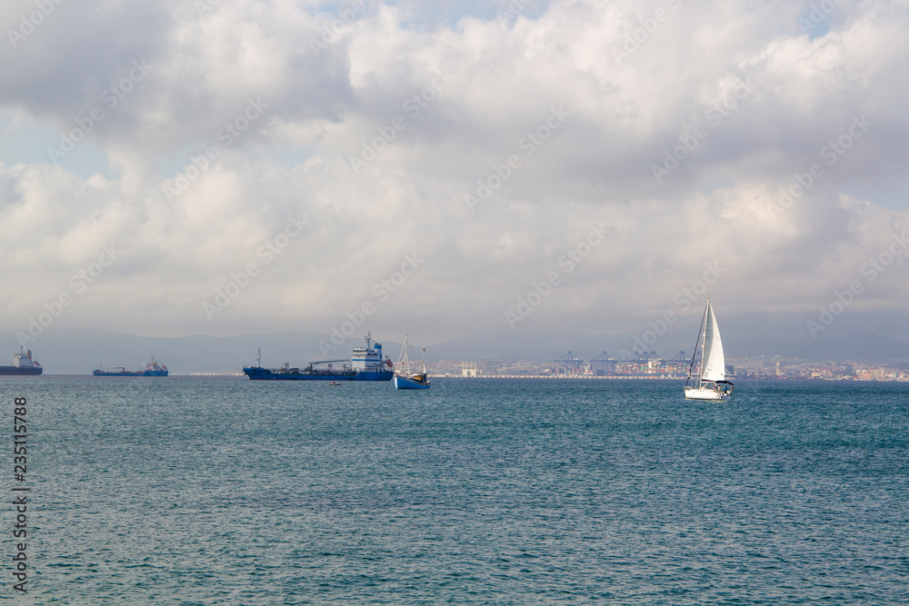 View from the harbor in Algeciras over the sea