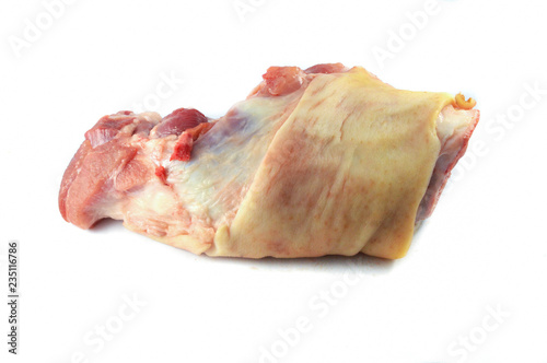 raw leg pork isolated / fresh pork leg pig and bone pork isolated on white background