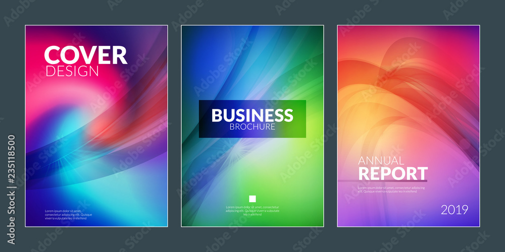 Business brochure cover design templates. Modern business flyer or poster with abstract blurred colorful background