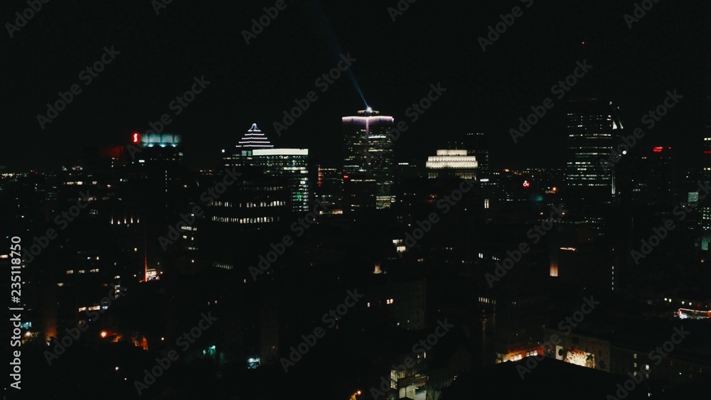 Aerial image of Montreal Canada by night