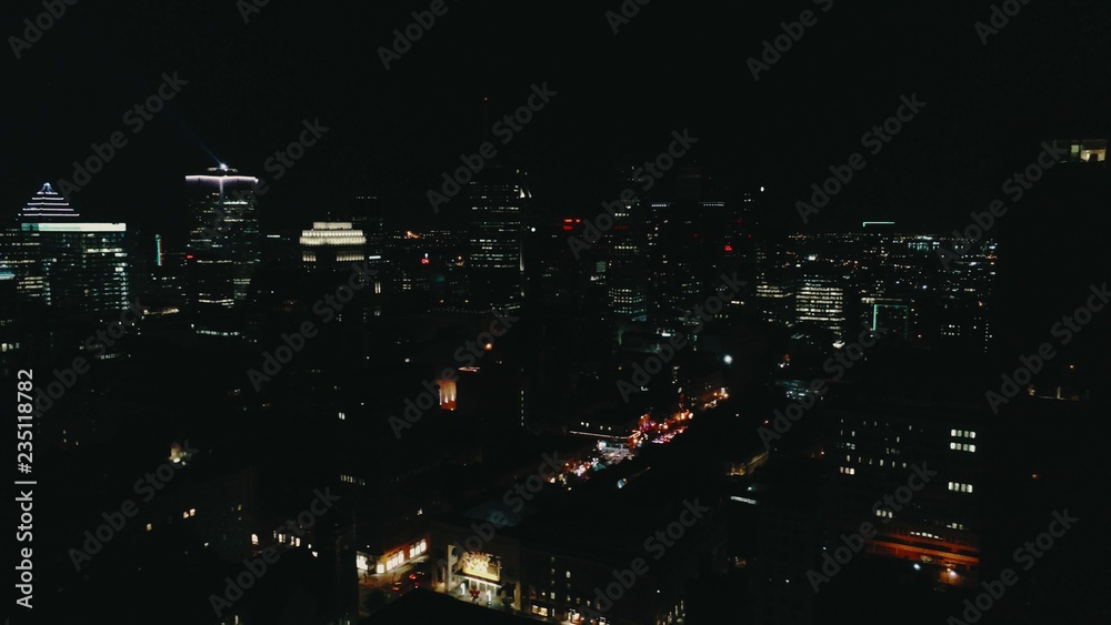 Aerial image of Montreal Canada by night