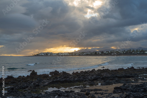 Sea and volcanic coast, Lanzarote Island, Spain