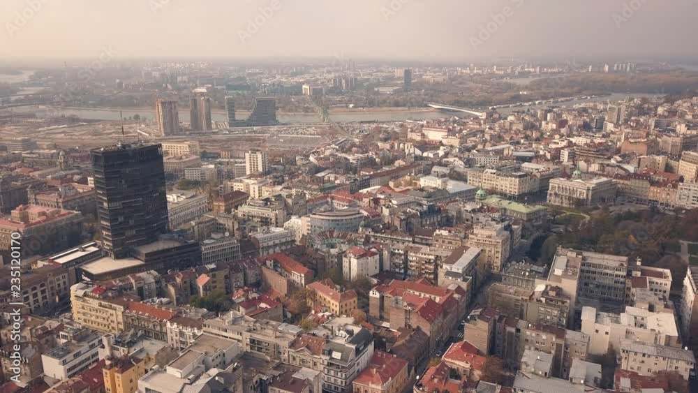 Aerial view of Belgrade city, Sava and Danube river Aerial view of Belgrade city, Sava and Danube river
