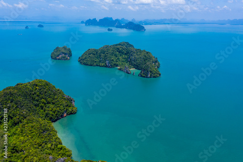 Aerial view of the beautiful tropical island of Koh Yao Noi in Thailand