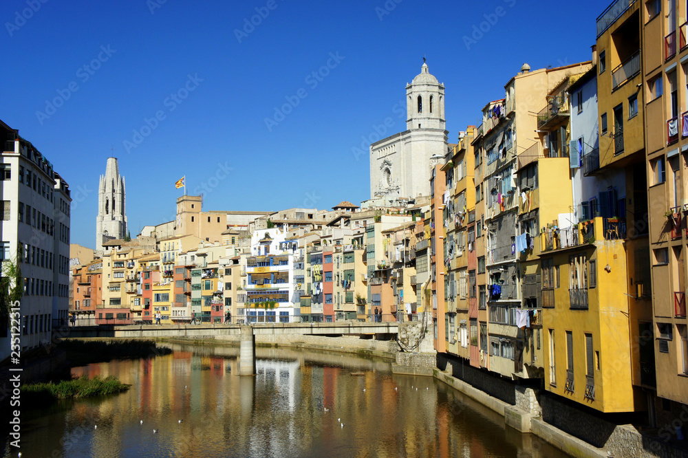 Girona.Spain.Houses on the banks of the river Onyar.