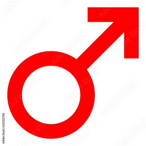 Male symbol icon - red simple, isolated - vector