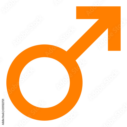 Male symbol icon - orange simple, isolated - vector
