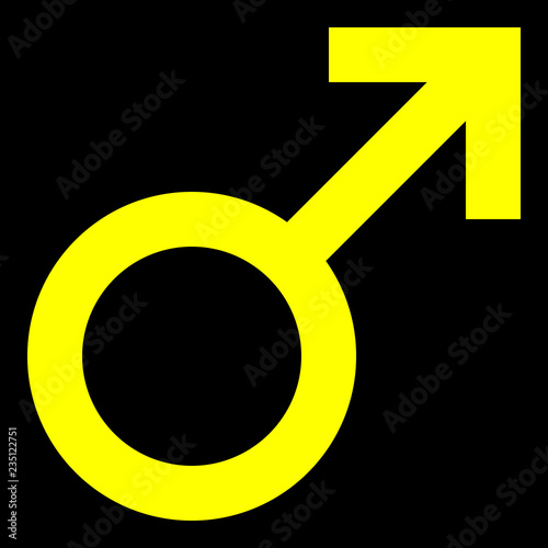 Male symbol icon - yellow simple, isolated - vector