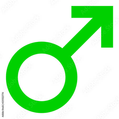 Male symbol icon - green simple, isolated - vector