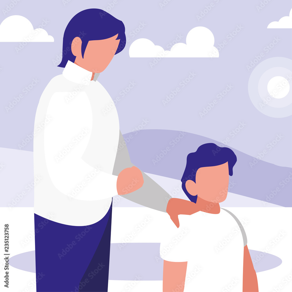 Father with boy in the park design