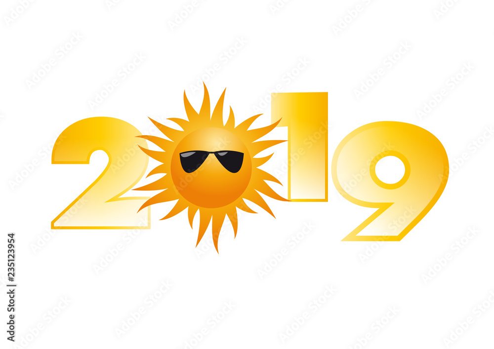 2019 summer holiday, vector illustration on white background 2019 summer holiday, vector illustration on white background