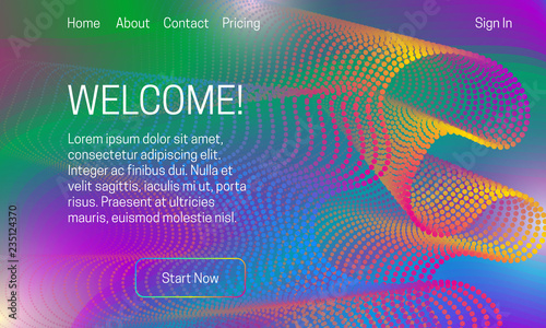 Asbtract vibrant background design. Landing page template with colorful divergent array of dots.