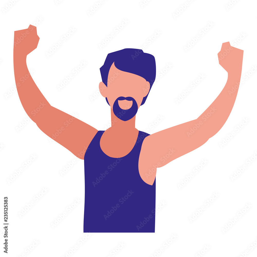 Winner man over white background Winner man over white background