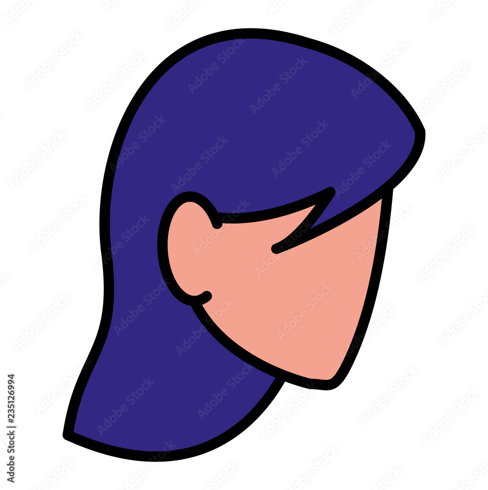 Woman head over white background