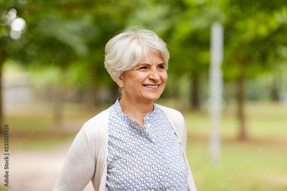 old age, retirement and people concept - portrait of happy senior woman at summer park old age, retirement and people concept - portrait of happy senior woman at summer park