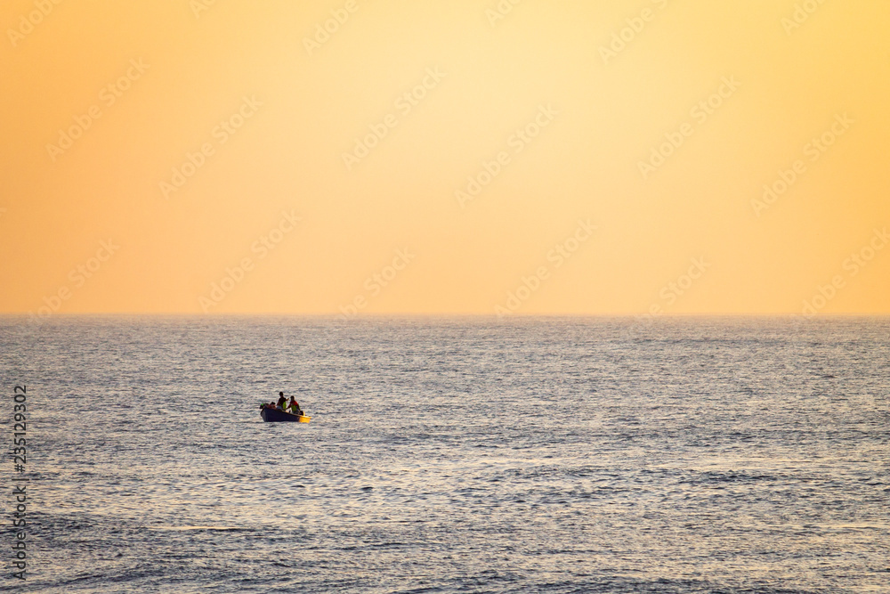 Lonely Boat in the Horizon