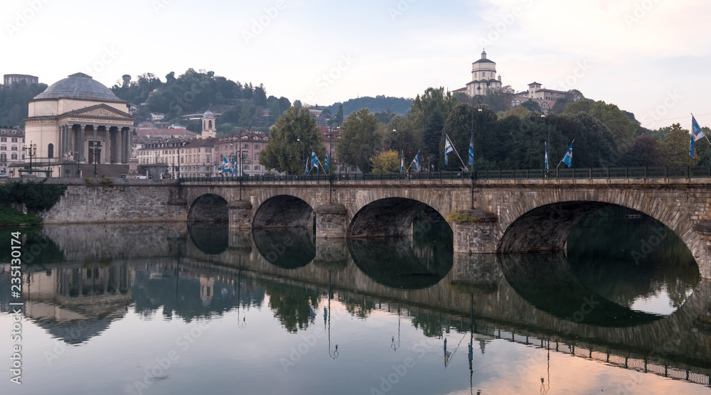 Ponte Umberto I, bridge over the River Po. in the centre of Turin. 