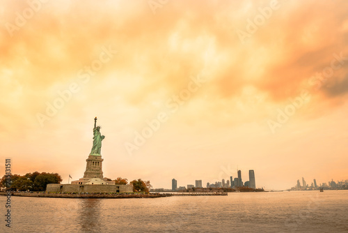 View of the city of New York and the statue of liberty. and the bay. New York. © Ann Stryzhekin