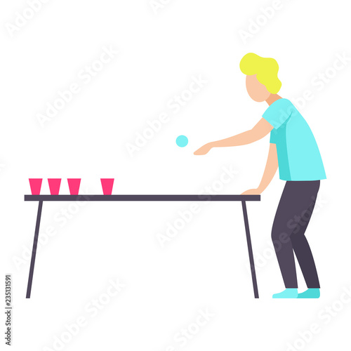 Guy drinking cocktails at party, young man having fun at nightclub vector Illustration on a white background
