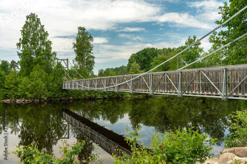 Suspension bridge across a river