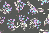 Eucalyptus Vector. Colorful Seamless Pattern with Vector Leaves, Branches and Floral Elements. Elegant Background for Wedding Design, Fabric, Textile, Dress. Eucalyptus Vector in Pastel Color Design.