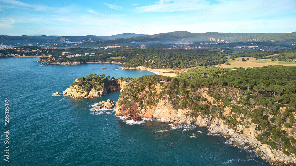 Obraz premium Aerial drone picture from Costa Brava in Catalonia, Spain, near the small town Palamos