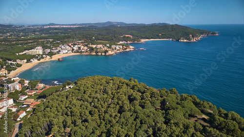 Aerial drone picture from Costa Brava in Catalonia, Spain, near the small town Palamos