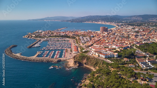 Aerial drone picture from ams all Spanish town Palamos photo