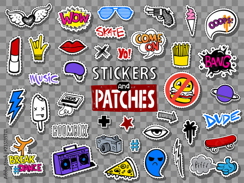 Hipsters teens stickers and patches