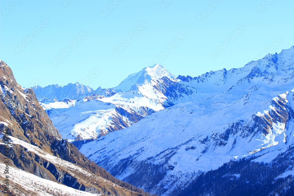 Alps covered with snow, Aosta region, Italy