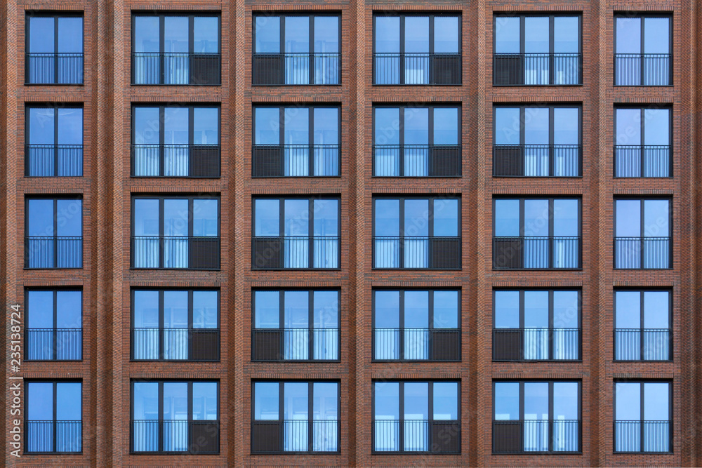 Modern architecture detail windows and wall of skycraper