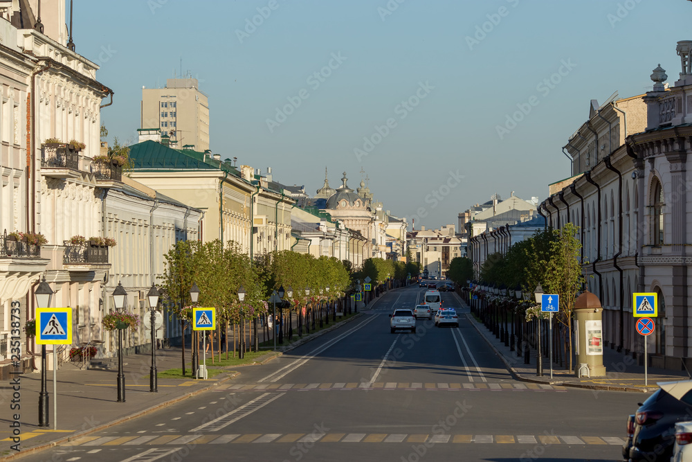 everyday urban street in the center. Kazan