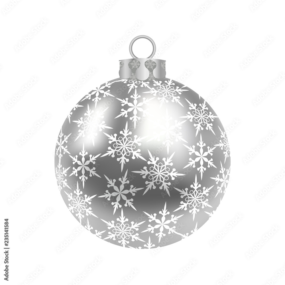 Christmas, New Year s silver ball with a pattern of snowflakes. illustration Christmas, New Year s silver ball with a pattern of snowflakes. illustration