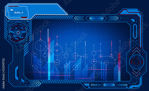 Computer non-symmetrical graphic presentation panel, monitor, frame, control display, power technology. illustration