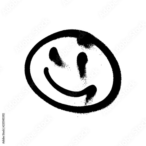 Graffiti grunge emoji with black ond white colour