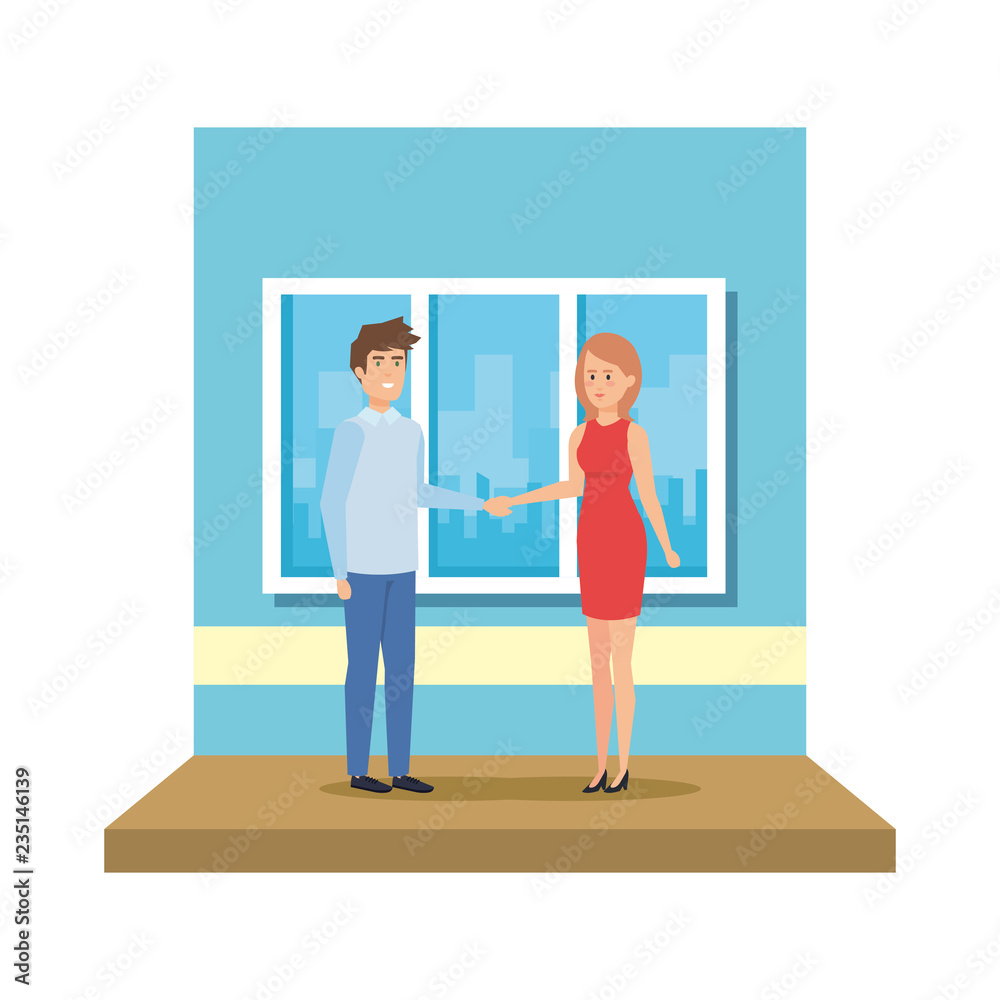 Fototapeta premium couple teachers in the classroom