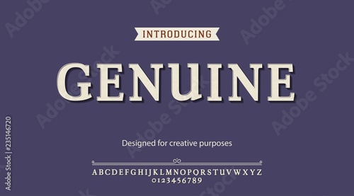 Genuine typeface.For labels and different type designs