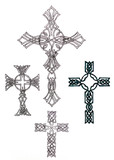 Drawing of a Christian cross in the form of patterns