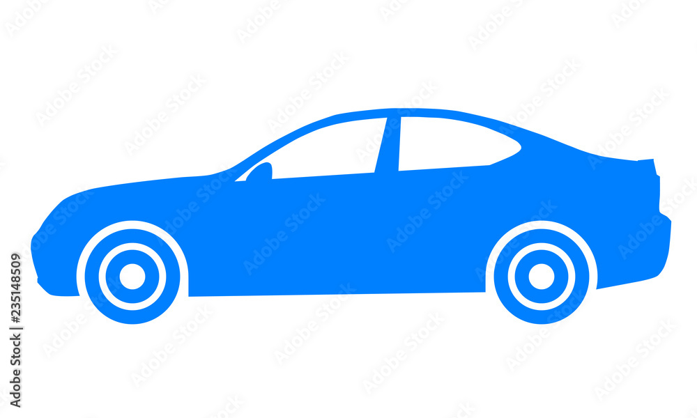 Car symbol icon - blue, 2d, isolated - vector