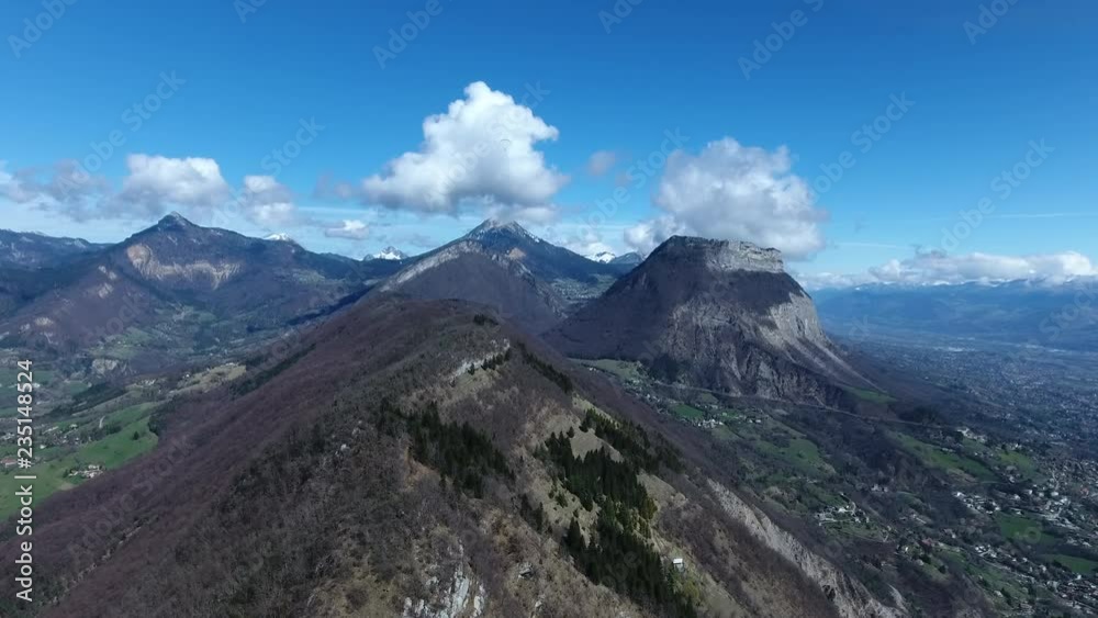 Chartreuse mountain from a drone view, aerial sunny day Grenoble town Chartreuse mountain from a drone view, aerial sunny day Grenoble town