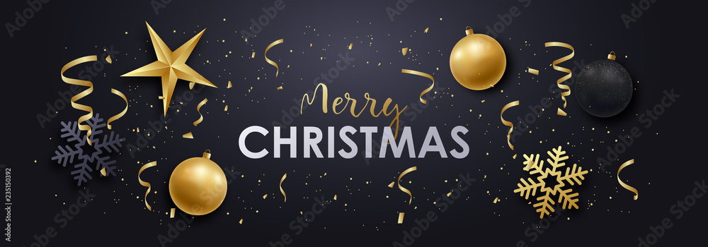 Naklejka premium Merry Christmas realistic banner design.