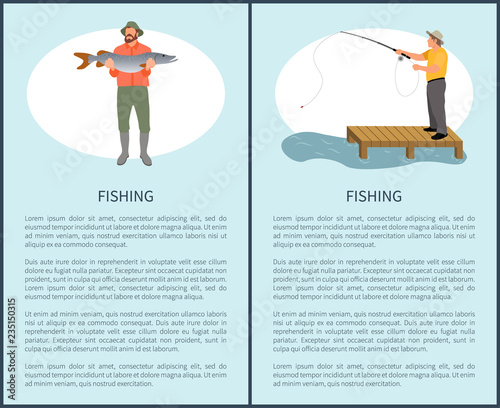 Fishing Flyer with Fisher Guy and Fish on Vacation