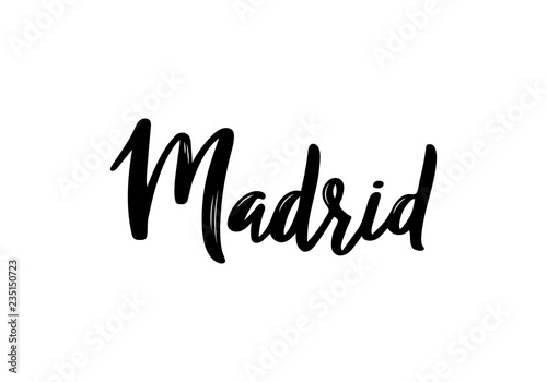 Madrid - hand drawn lettering name of Spain capital. Handwritten inscription. Vector illustration.