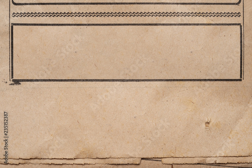 Close up of blank ad frame in old newspapper with copy space