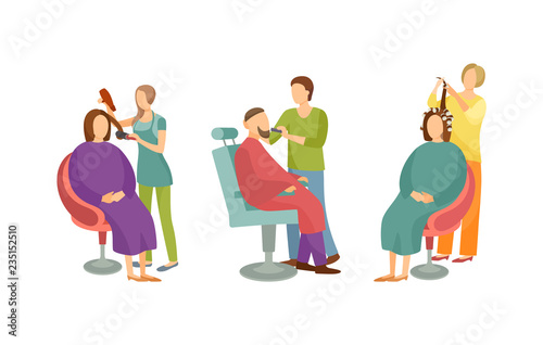 Spa Salon Barber and Hair Stylist Icons Set Vector