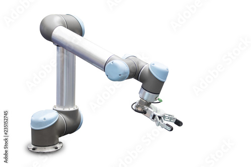 Futuristic robotic arm isolated on white background with clipping path