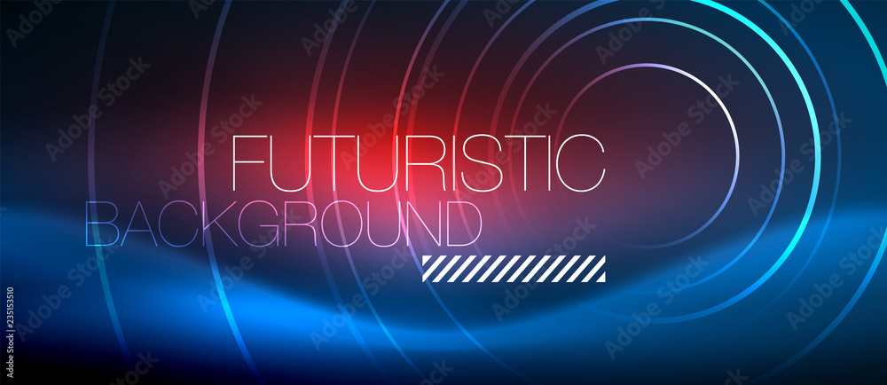 Neon glowing circles background Neon glowing circles background